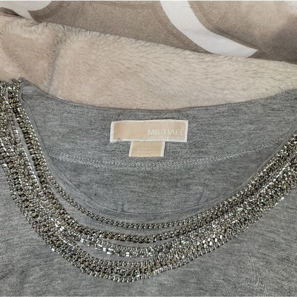 Michael Kors Gray Chain Detail T Shirt (T2) - Picture 5 of 5